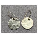 Hammered Sterling Silver 925 Metal Disc Earrings