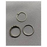 Set of 3 Sterling Silver 925 Rings