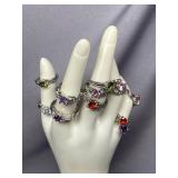 Elegant Colorful Stone Rings Set
