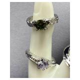 Elegant Colorful Stone Rings Set