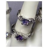 Elegant Colorful Stone Rings Set