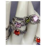 Elegant Colorful Stone Rings Set