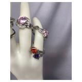 Elegant Colorful Stone Rings Set