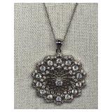 Sterling Silver 925 Floral Pendant Necklace