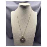 Sterling Silver 925 Floral Pendant Necklace