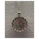 Sterling Silver 925 Floral Pendant Necklace