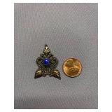 Intricate Sterling Silver 925 Pendant with Blue Stone