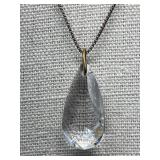 Sterling Silver 925 Necklace with Teardrop Crystal Pendant