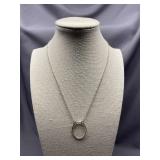 Sterling Silver 925 Circular Pendant Necklace
