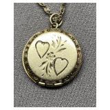 Vintage Sterling Silver 925 Engraved Heart Locket Necklace