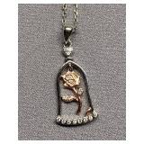 Sterling Silver 925 Floral Pendant Necklace