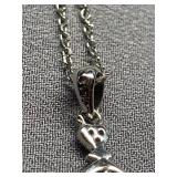 Sterling Silver 925 Floral Pendant Necklace