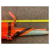 Huge orange traffic / construction sign