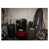 Assorted Oil Barrels, Cans and Motors