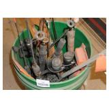 Ice Fishing Poles and Tip-ups in Bucket