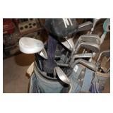 Assorted Golf Clubs with Bags and Caddy