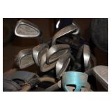 Assorted Golf Clubs with Bags and Caddy