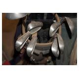 Assorted Golf Clubs with Bags and Caddy