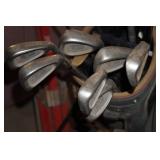 Assorted Golf Clubs with Bags and Caddy