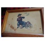 *4* Vintage Framed Prints and Metal Sign