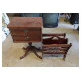 Vintage Pedestal Sewing Stand and Magazine/Record Rack