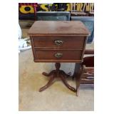 Vintage Pedestal Sewing Stand and Magazine/Record Rack