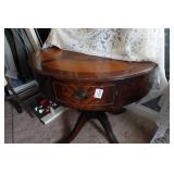 Vintage Round Leather Top Pedestal Table