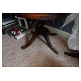 Vintage Round Leather Top Pedestal Table
