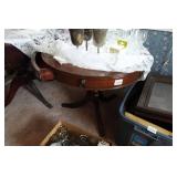 Vintage Round Leather Top Pedestal Table