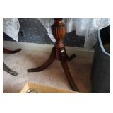 Vintage Round Leather Top Pedestal Table