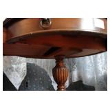 Vintage Round Leather Top Pedestal Table