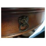 Vintage Round Leather Top Pedestal Table