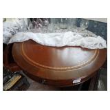 Vintage Round Leather Top Pedestal Table