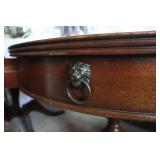 Vintage Round Leather Top Pedestal Table