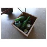 Wooden Crate with Antique Glass Bottles