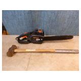Electric Chain Saw and Sledge Hammer