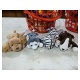 2 Baskets of Beanie Babies and Stuff Animals