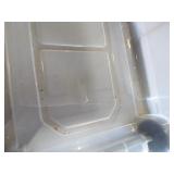 3 Sterlite Stackable Totes with Lids, Handle and on 2 Wheels