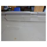 3 Sterlite Stackable Totes with Lids, Handle and on 2 Wheels