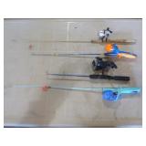 Bucket of Ice Fishing Poles and Reels