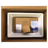 Eridanus Denbigh Crisp White Ceramic 24 in. Single Bowl Farmhouse Apron Kitchen Sink with Bottom Grid and Basket Strainer  Customer Returns See Pictures