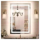 KeonJinn 24 in. W x 36 in. H Rectangular Frameless with Frontlit & Backlit Anti-Fog LED Mirro Wall Mount Bathroom Vanity Mirror Customer Returns See Pictures
