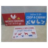 (EC1) 3 Tin Signs 11" x 7" Each...