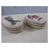 (EC1) 2 Suede Trinket Boxes 7" x 5"...