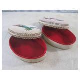 (EC1) 2 Suede Trinket Boxes 7" x 5"...