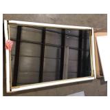 KeonJinn 48 in. W x 30 in. H Rectangular Aluminum Square Corner Framed Wall Mount Bathroom Vanity Mirror in Brushed Brass Customer Returns See Pictures