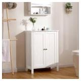 Nestfair 23.6 in. W Bathroom Floor Storage Cabinet with Adjustable Shelf in White Customer Returns See Pictures