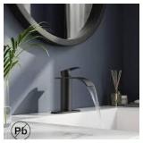 FORIOUS Single-Handle 1 or 3 Hole Waterfall Bathroom Faucet Bathroom Sink Faucet Black Customer Returns See Pictures