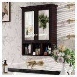 VEIKOUS 23.6 in. W x 7.5 in. D x 30.4 in. H Oversized Bathroom Storage Wall Cabinet in Espresso  Customer Returns See Pictures