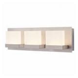 Home Decorators Collection Alberson Collection 3-Light Brushed Nickel LED Vanity Light with Frosted Acrylic Shade   Customer Returns See Pictures